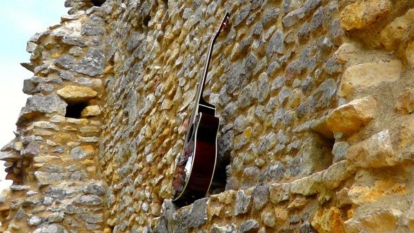 guitar and wall
