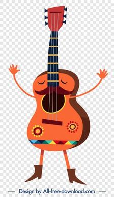 guitar music instrument icon stylized cartoon character