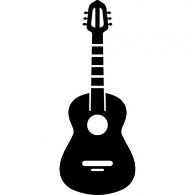 guitar sign icon flat silhouette outline