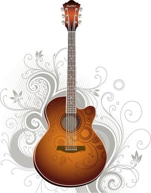 music background guitar icon classical curves decor