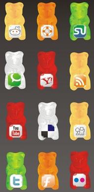 Gummy social icon set