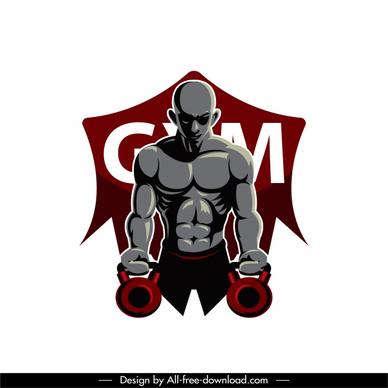 gym athlete icon muscular man sketch modern dark