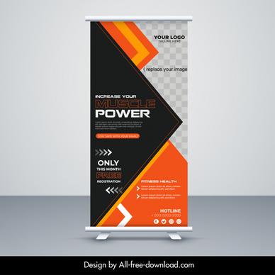 gym fitness banner template geometric standee