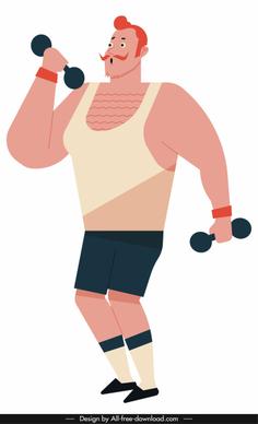 gym job icon man dumbbell exercise sketch