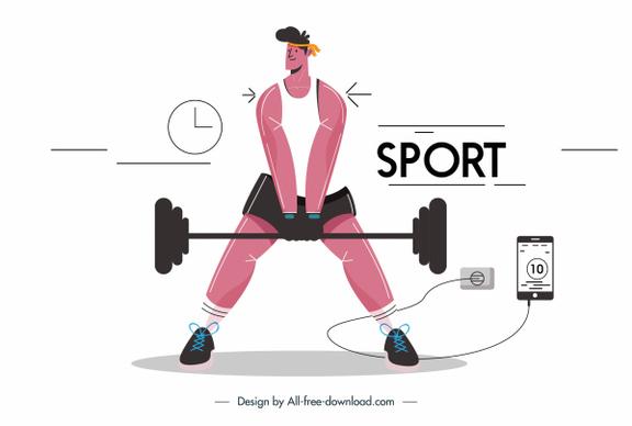 gymnasium athlete icon cartoon character sketch