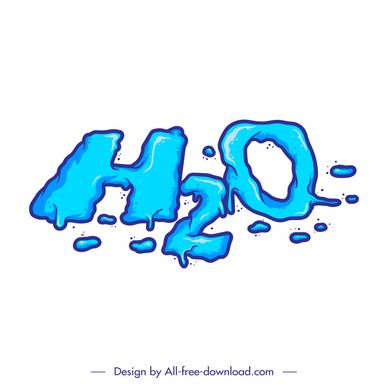 h2o sign icon flat classic handdrawn melting sketch