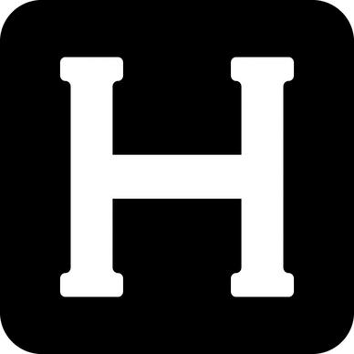 h square button sign contrast black white flat text sketch