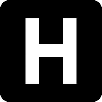 h square sign template flat contrast black white capital letter sketch