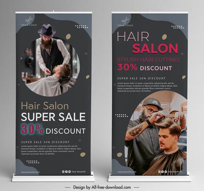 hair salon advertising template elegant dark standee 