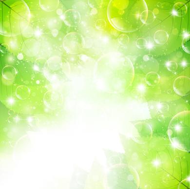 halation bubble with green leaves vector background