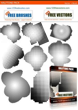Halftone free vector and photoshop brush pack