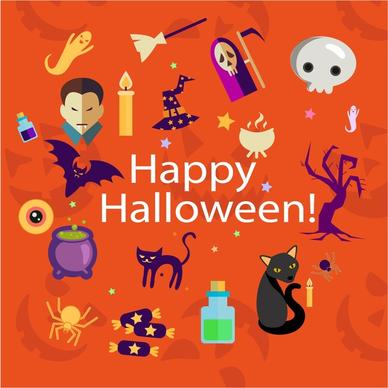 halloween background template illustration with horror elements