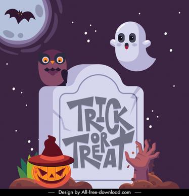 halloween background template tomb evil ghost sketch