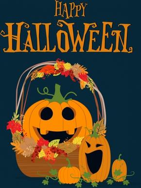 halloween banner funny decorative pumpkin icon multicolored decor