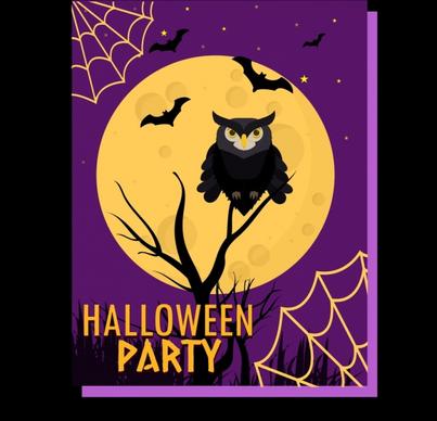 halloween banner horrifying design black owl icon
