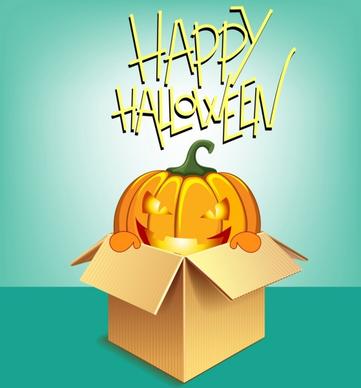 halloween banner template bright pumpkin icon 3d design