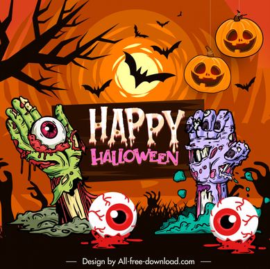 halloween banner template colorful horror elements decor