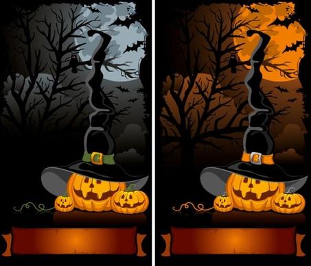 halloween cartoon background 02 vector