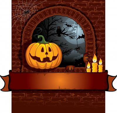 halloween background template fearful vintage elements sketch