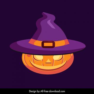 halloween design element pumpkin lantern witch hat sketch