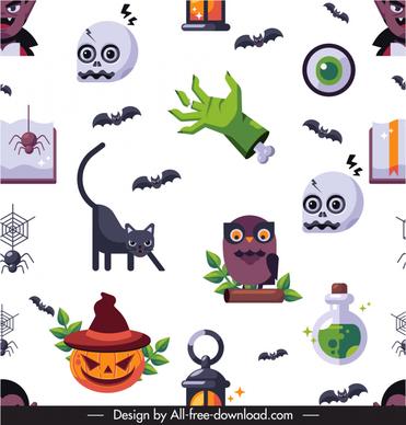   halloween design elements editable pattern flat repeating scary icons sketch