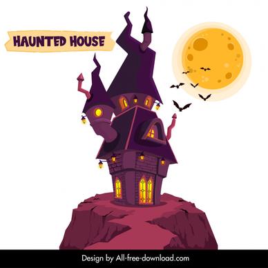 halloween design elements hauting house sketch