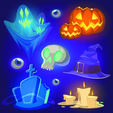 halloween elements icons vector