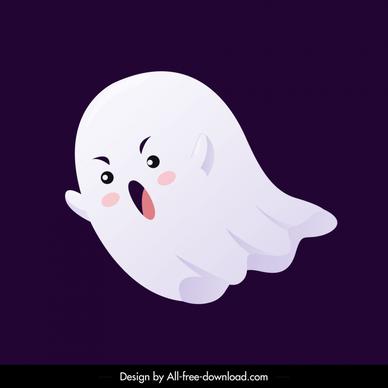 halloween ghost icon threatening flying gesture cute cartoon design 