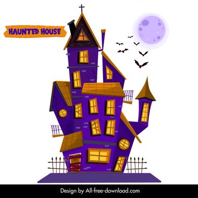 halloween haunted house icon classical flat sketch