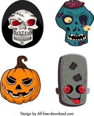 halloween masks templates horrible icons multicolored design