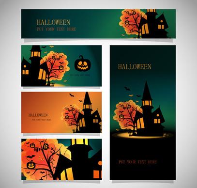 halloween night banner with cards vector