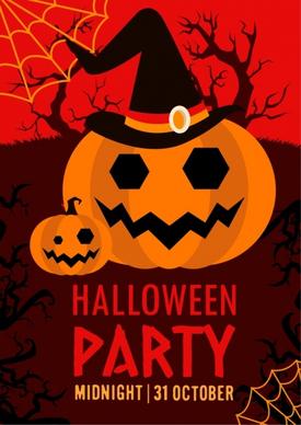 halloween party banner dark design horror pumpkin icons