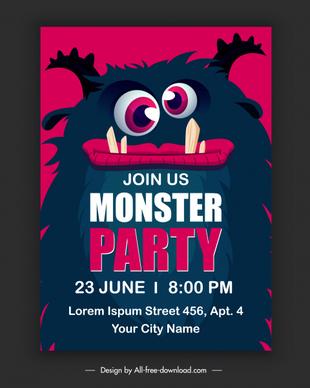 halloween party banner funny monster character sketch