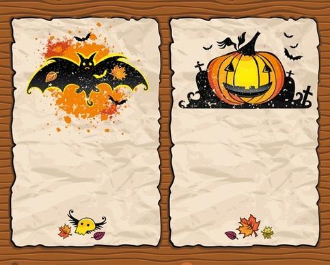 halloween pumpkin bat background vector