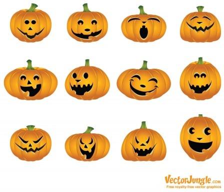 halloween pumpkins mixed icons vector