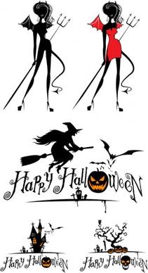 halloween witch and graphics vector
