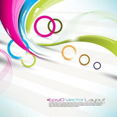 decorative background template bright modern colorful circles curves