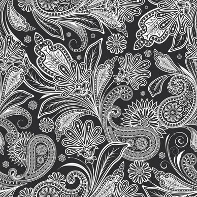 decorative pattern classical black white ethnic leaves mandala