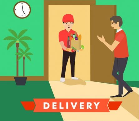 hand delivery concept multicolors cartoon style design