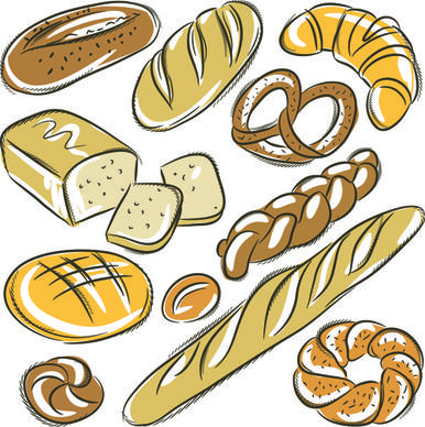 hand drawing bread vector