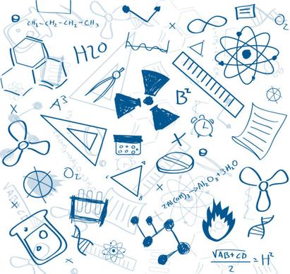 hand drawing chemistry teaching elements vector