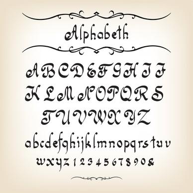 hand drawn alphabets design vector