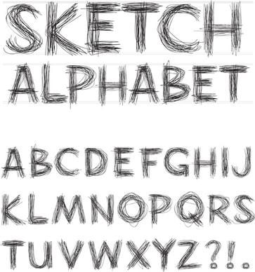 hand drawn alphabets design vector