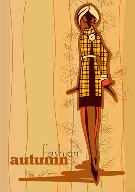 hand drawn autumn fashion girl design vector