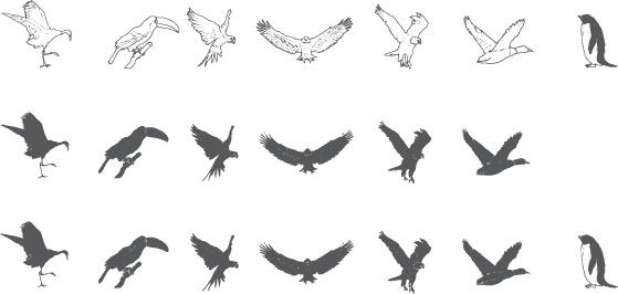 hand drawn birds sketch vectors
