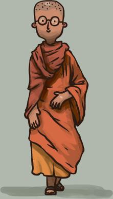 hand drawn buddhist monk vector