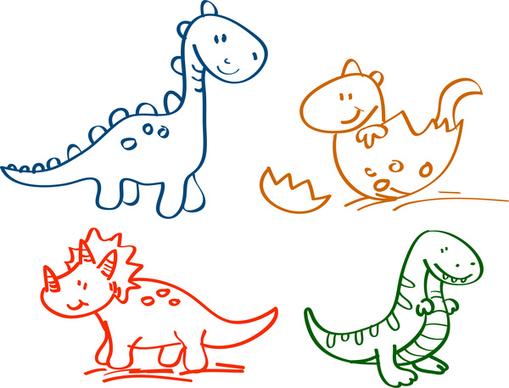 hand drawn cartoon dinosaur collection