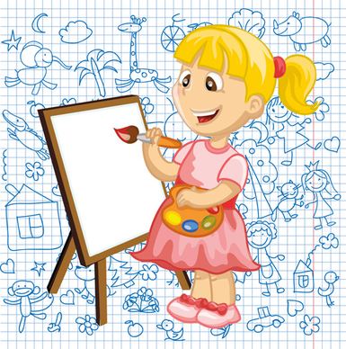 hand drawn children pattern with school elements vector