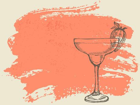 hand drawn cocktail with grunge background