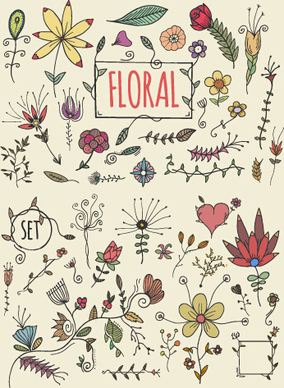 hand drawn cute florals vector